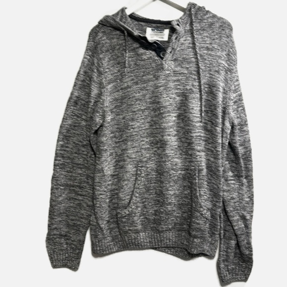 Urban Pipeline Men's Henley Knit Sweater Hoodie XXL Grey Kangaroo Pocket - Picture 1 of 8